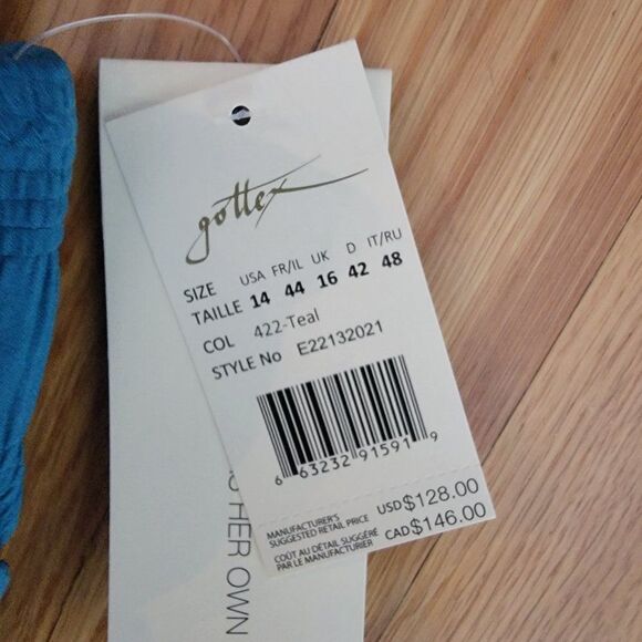 Profile by Gottex Women's Cote D'Azur Teal Bandeau One Piece Swimsuit Size 14 - Picture 11 of 14